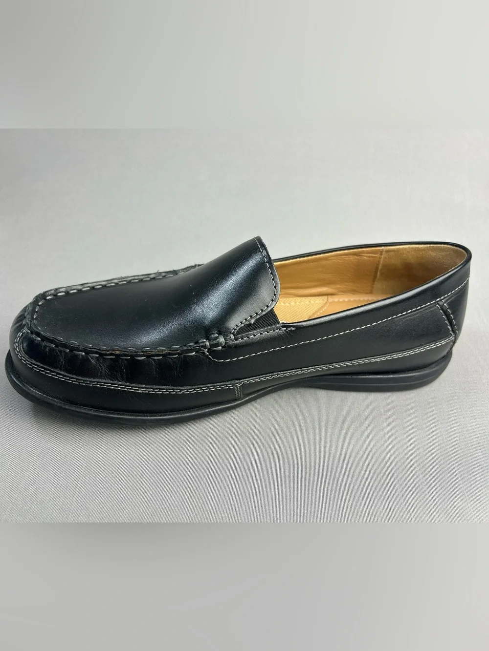 Johnston & Murphy Men’s 5.5 Teen Boys Black Leather Slip-On‎ Dress Shoes Loafers